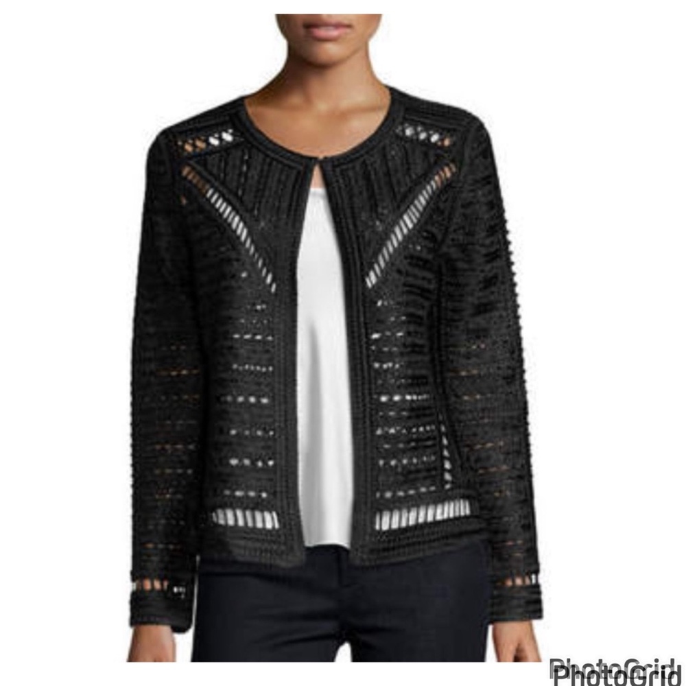Berek Black Open-Knit Crochet Jacket NWOT